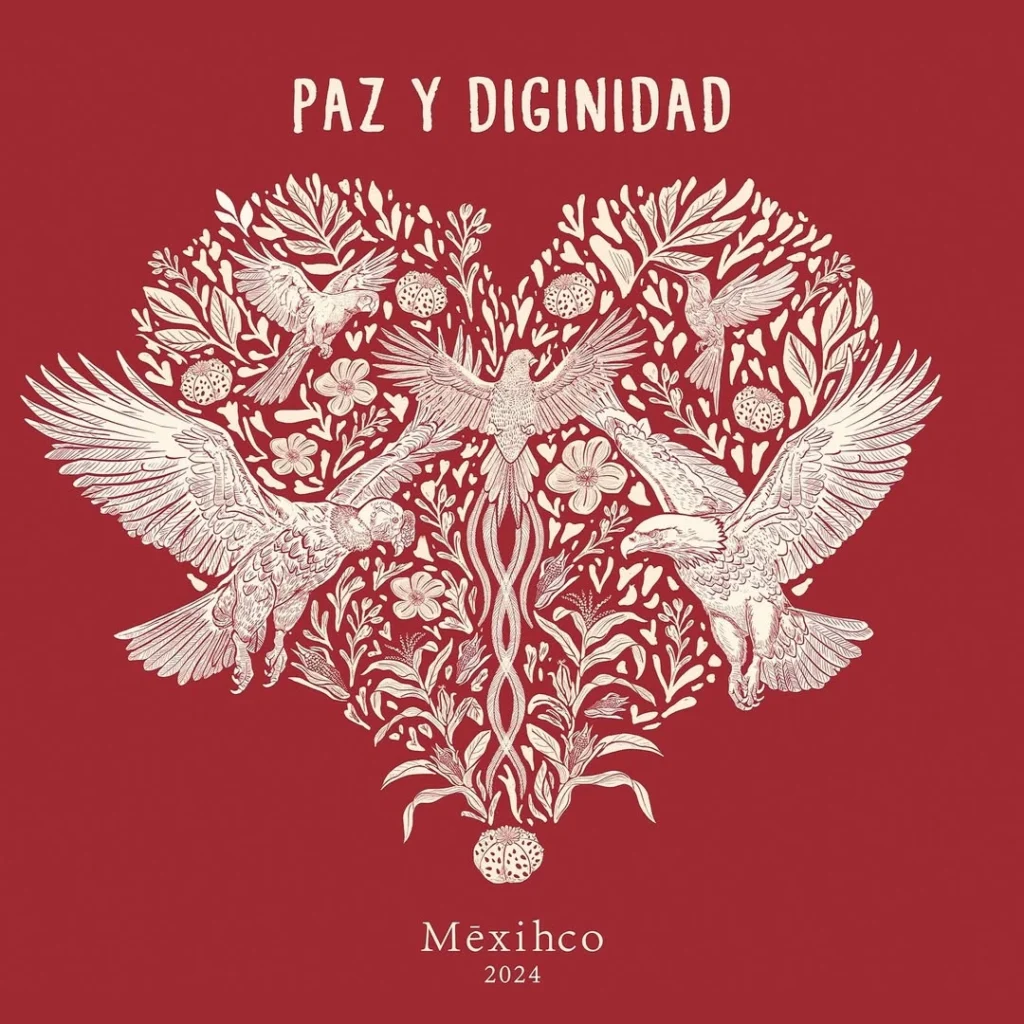 Imagen realizada para las Jornada de Paz y Dignidad donde se describe la profecía de la unión del Condor y el Águila.